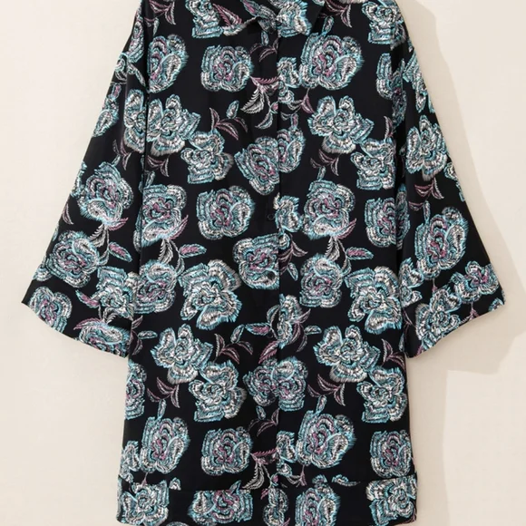 Floral Black Tunic with Woven Clutch - Picture 5 of 5